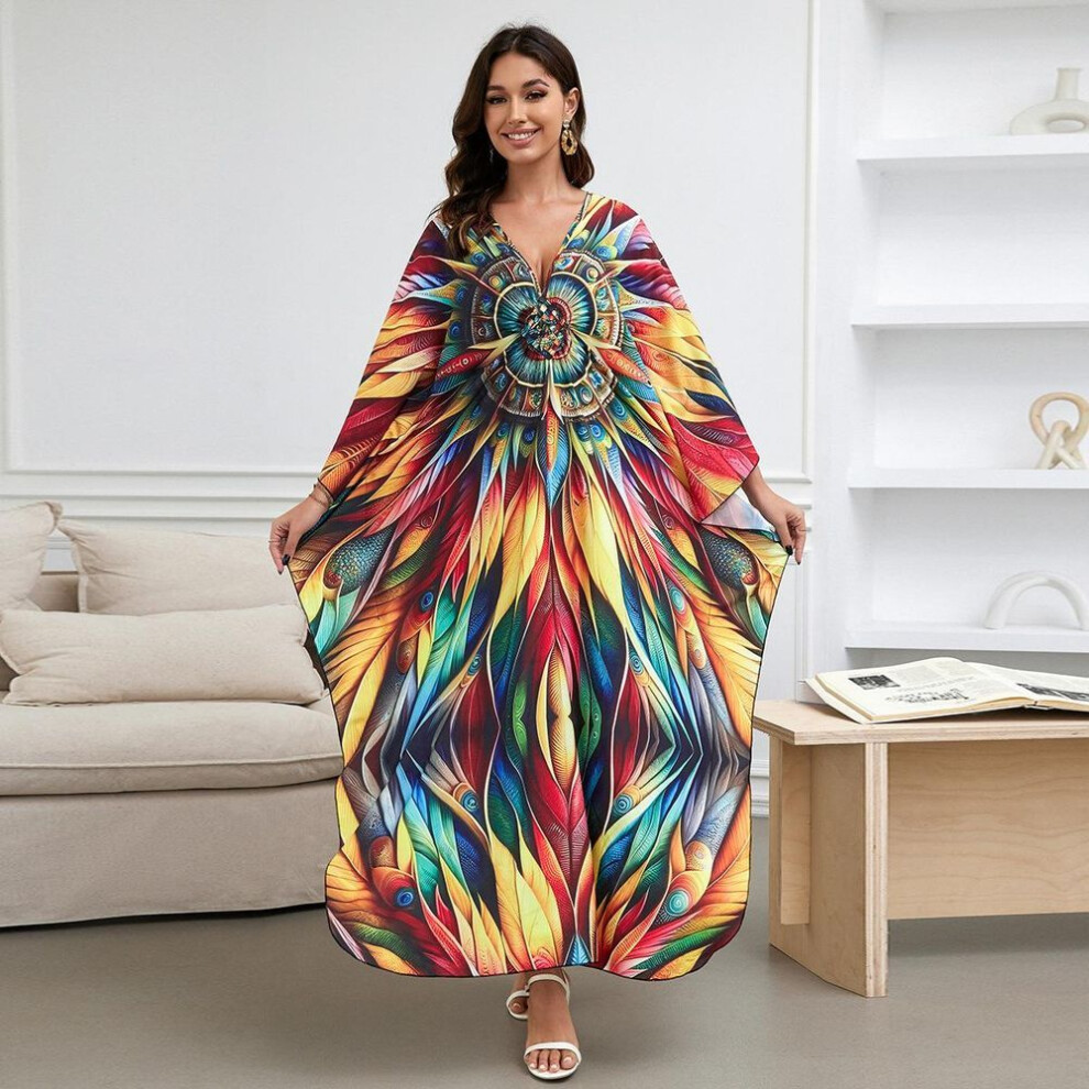 (super pink, One Size) Beach Kaftans for Women Printed Maxi Dresses Cover Ups for Swimwear Summer Vacation Bathing Suits Factory Supply Big Sales
