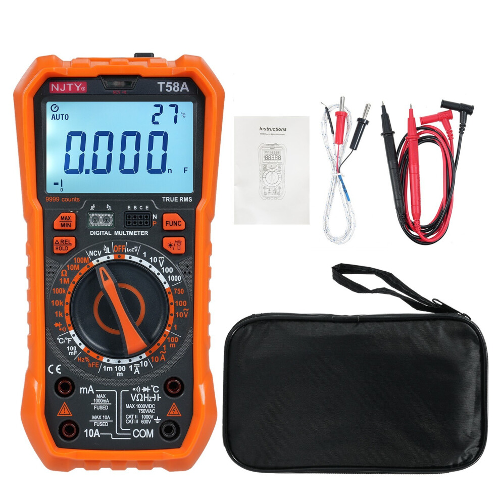 (C) Digital Multimeter 9999 Counts Multimetro Ac/Dc Voltage Meter Capacitance Professional Electrician Tools 4006889789834