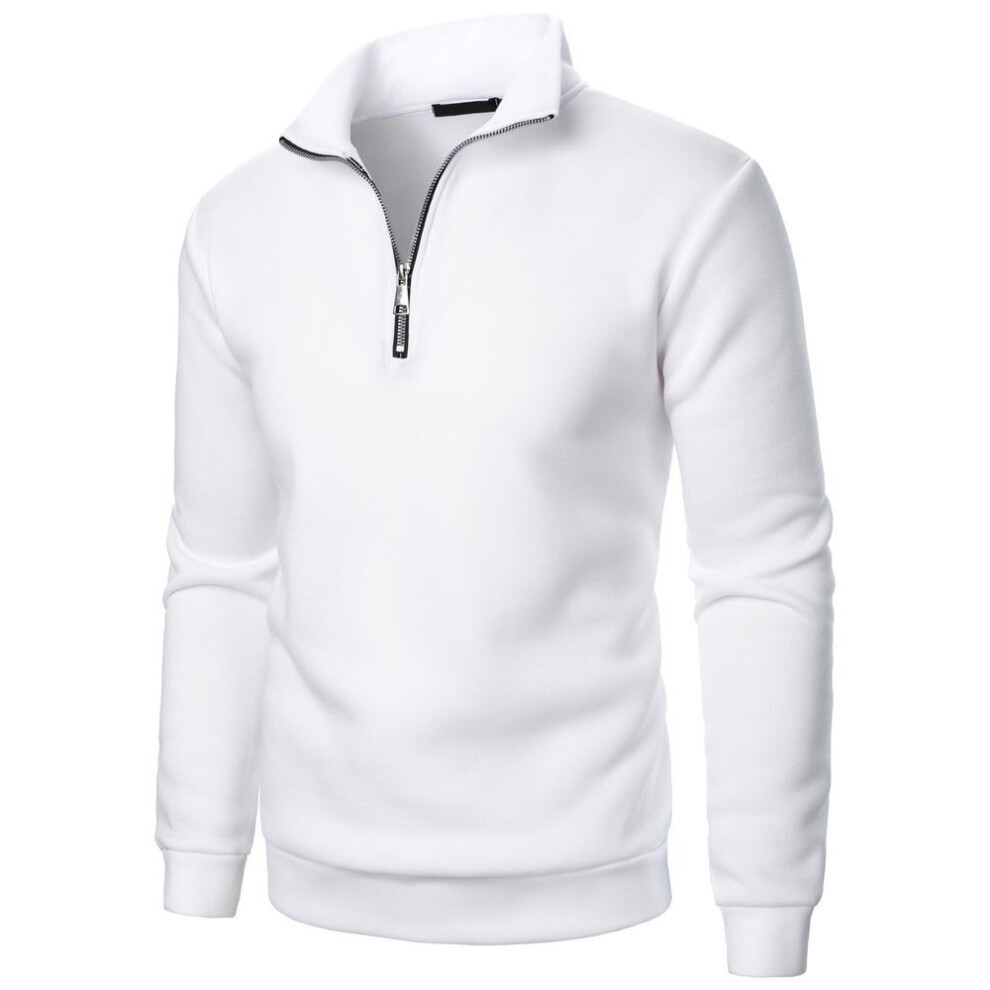 (white, 2XL) Men Autumn Winter Mens Half Zipper Pullover Sweatshirt Turtleneck Raglan Long Sleeve Hoodies Warm Streetwear Business Coats   Yasheng