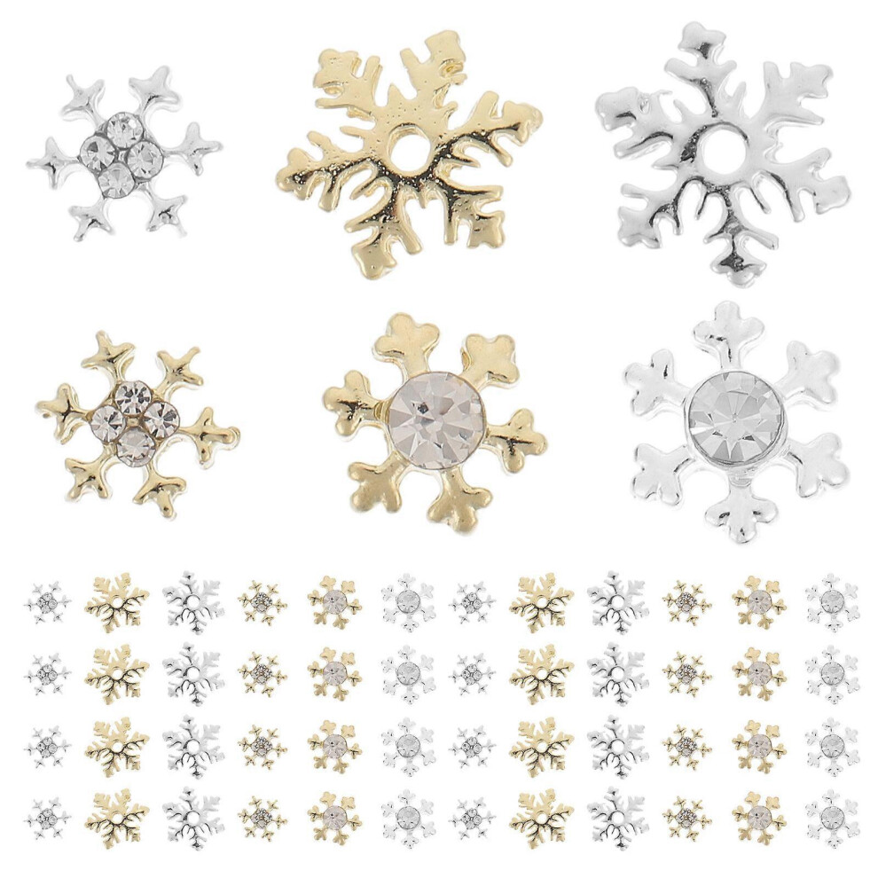 Kricely (As Show, One Size) 60 Pcs Snowflakes Nail Art Charms Decorative Nail Charms Glitter Nail Charms For Women