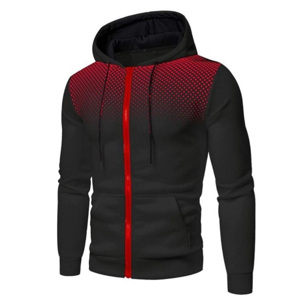 (black, XXL) Mens Hoodie Zip Up Hoodie Sweatshirt Graphic Zipper Pocket Polka Pot Print Sports Outdoor Casual Hoodies Slim Sweatshirts
