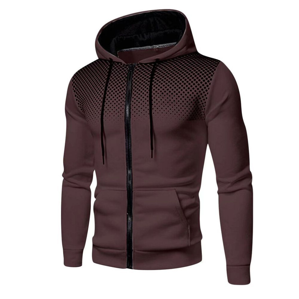 (coffee, S) Mens Hoodie Zip Up Hoodie Sweatshirt Graphic Zipper Pocket Polka Pot Print Sports Outdoor Casual Hoodies Slim Sweatshirts
