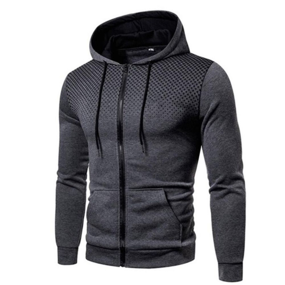 (grey, M) Mens Hoodie Zip Up Hoodie Sweatshirt Graphic Zipper Pocket Polka Pot Print Sports Outdoor Casual Hoodies Slim Sweatshirts