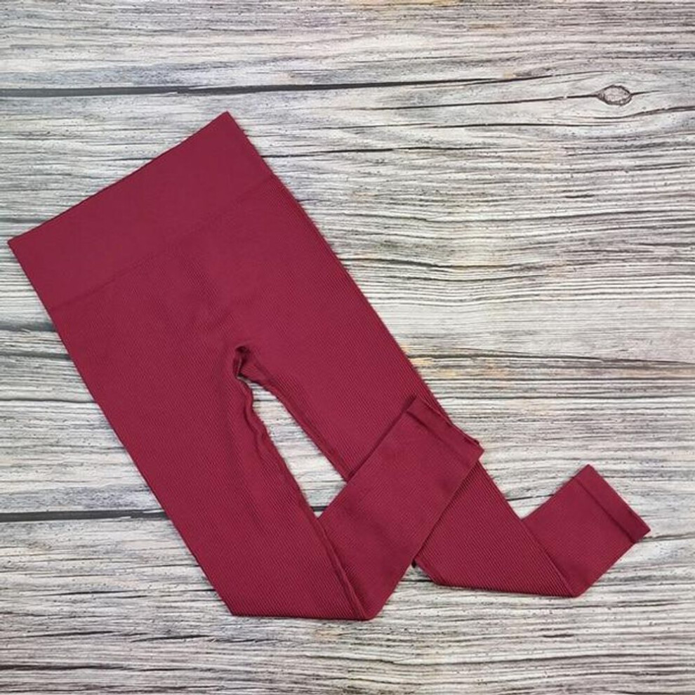 (red, S) Rib Knit High Waisted Leggings for Women - Tossy Soft Women’s Leggings Seamless Gym Leggings Sports Yoga Pants