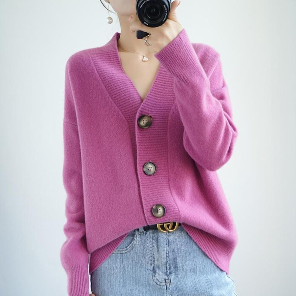(purple, 2XL) Autumn Women Sweater Knitting Basic Fashion Tops Tees Cardigan Long Sleeve Korea Shirt Loose Casual Show Thin Pullover 8201