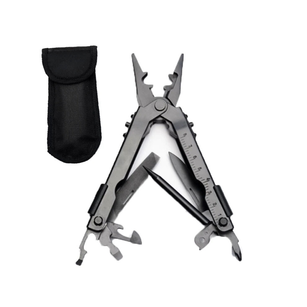 (Black) Stainless Steel Multi-tool Pocket Knife Pliers With Lock Function Home Outdoor Emergency Tool Mini Portable Folding Pliers