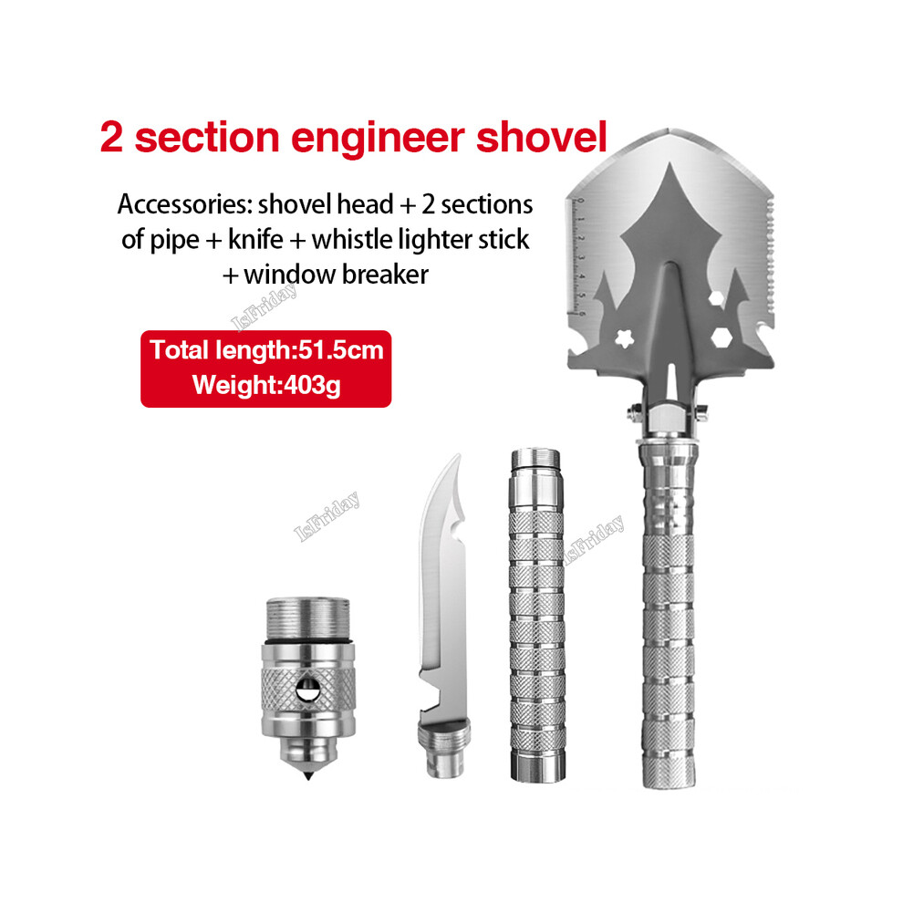 (2 section) Military Tactical Multifunction Shovel Outdoor Nuggets Tools Camping Survival Folding Spade Tool Car Equipment Snow Shovel