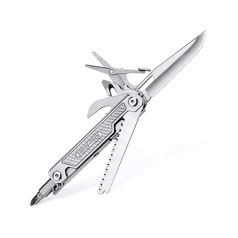 (11 in 1) SWISS TECH 11 in 1 Multitool Mini Folding Knife Portable Pocket Knife Scissors EDC Combination Tool Outdoor Camping Equipment