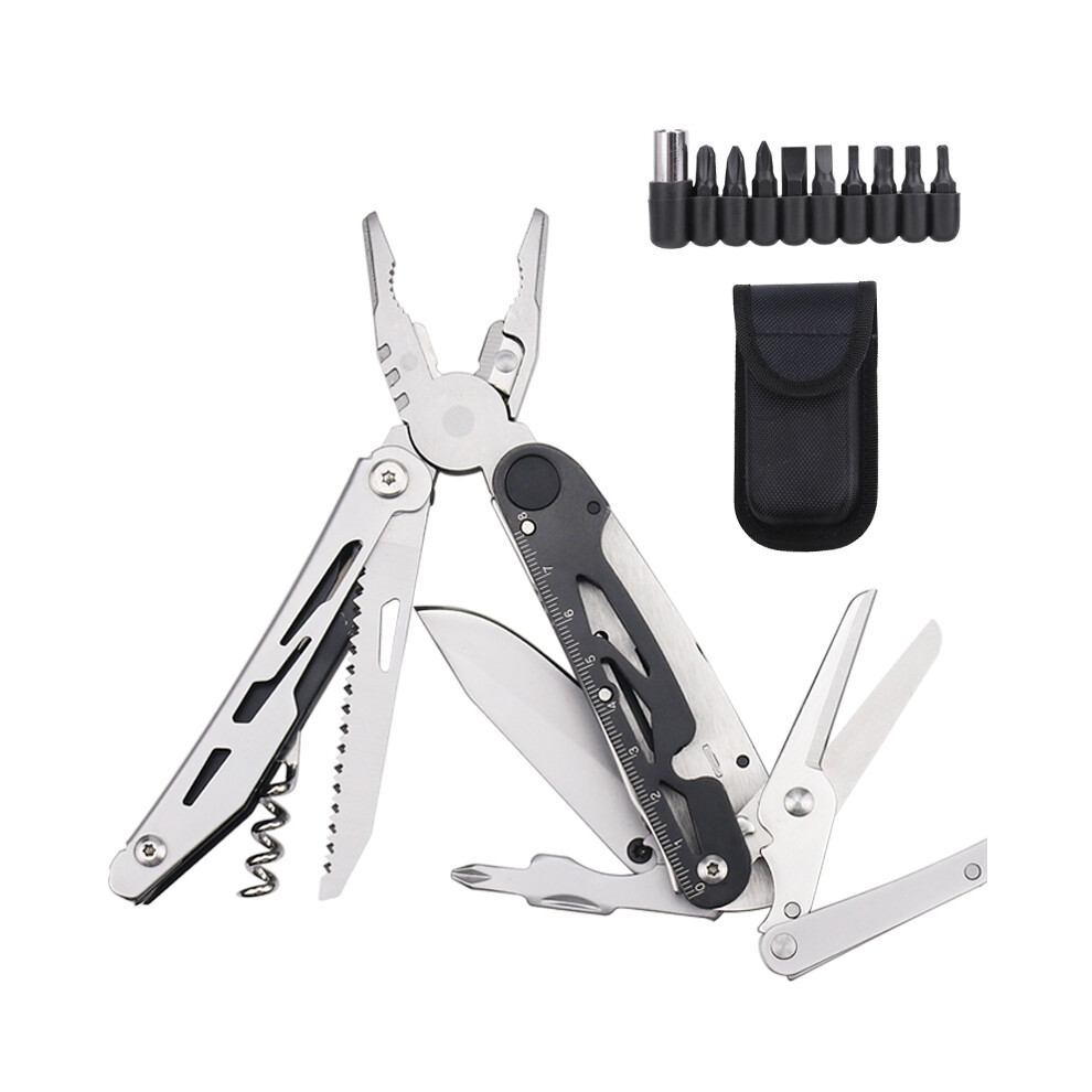(1pcs plier) JUNEFOR 20 In 1 Multitool Plier Wire Stripper Plier Outdoor Camping Multifunctional Portable Folding Scissors Knife Pocket