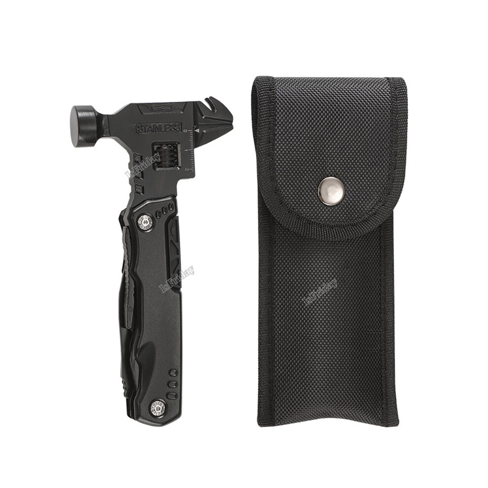 (Black) Multi Functional Wrench Hammer Combination Universal Folding Pliers EDC Tool Wrench Universal Folding Pliers Hand Tools