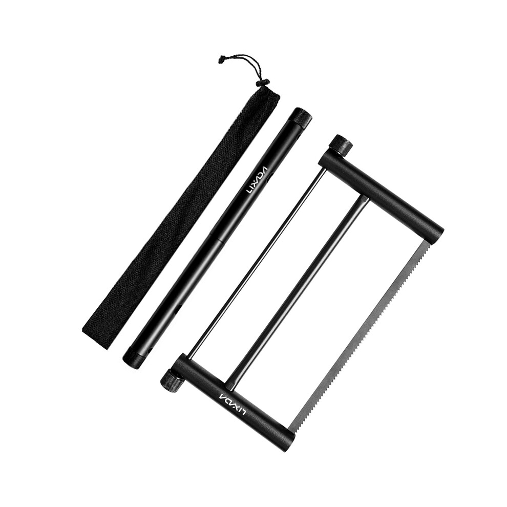 (Black) Lixada Multifunctional Folding Wood Saw Aluminium Alloy Hand Saw Portable Mini Garden Bucksaw for Outdoor Camping Equipment