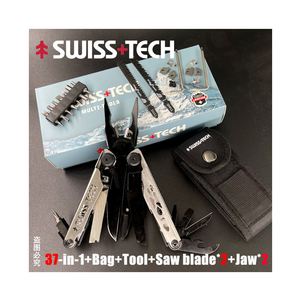 (37 in 1 Add JawX2) SwissTech Folding Multitool Pliers Multi-functional Combination Tool Pliers Folding Scissors EDC Outdoor Equipment
