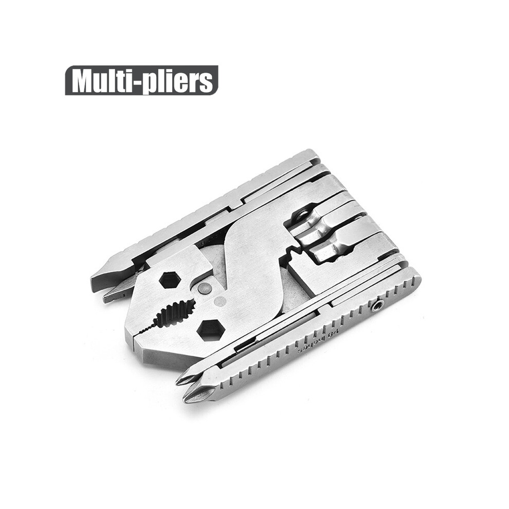 (Silver) 25 In 1 Portable Mini Folding Pocket Multi-Functional Pliers Outdoor Hiking Camping Tool Multitools for JHome Machine Repairing