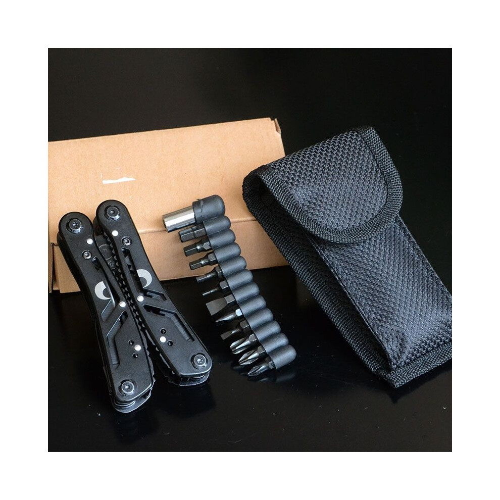 (Type A Black) Multifunction Stainless Steel Pocket Knife Pliers Folding Pliers Multi-tool Mini Portable Fold Outdoor Multipurpose Repair