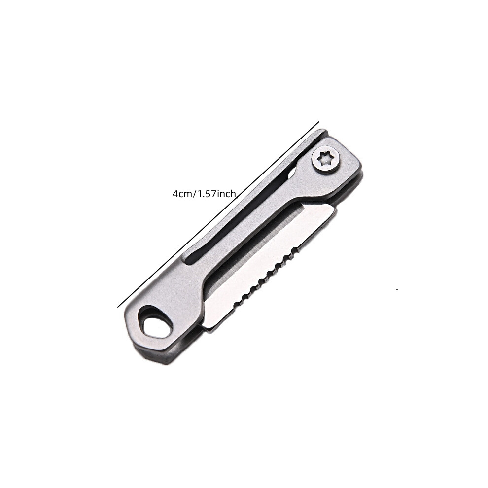 (A) 1Pc Outdoor Camping Supplies Stainless Steel Folding Knife Mini Square Head Multi-function Pocket Knife Keychain Pendant