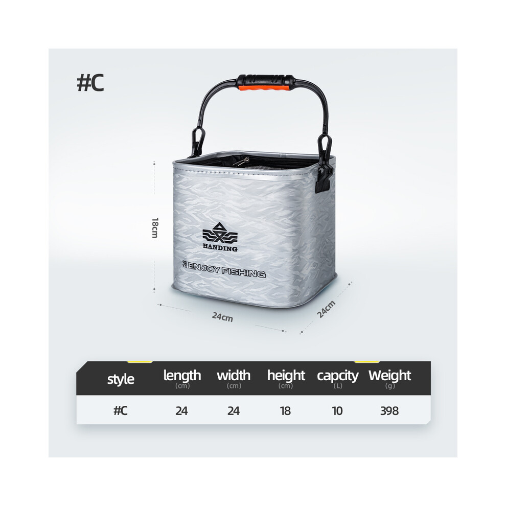 (24x24) HANDING Foldable Fishing Bucket 5MM Thickened Edging 3D Thickening EVA Waterproof Outdoor Camping Multifunction Fishing