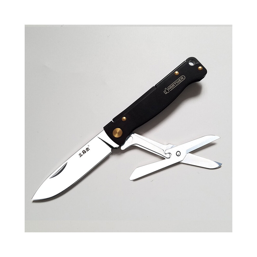 (PT721-SB) Pocket Folding Knife 12C27 Steel EDC Survival Outdoor Camping Liner Equipped With Scissors Multifunction Tool