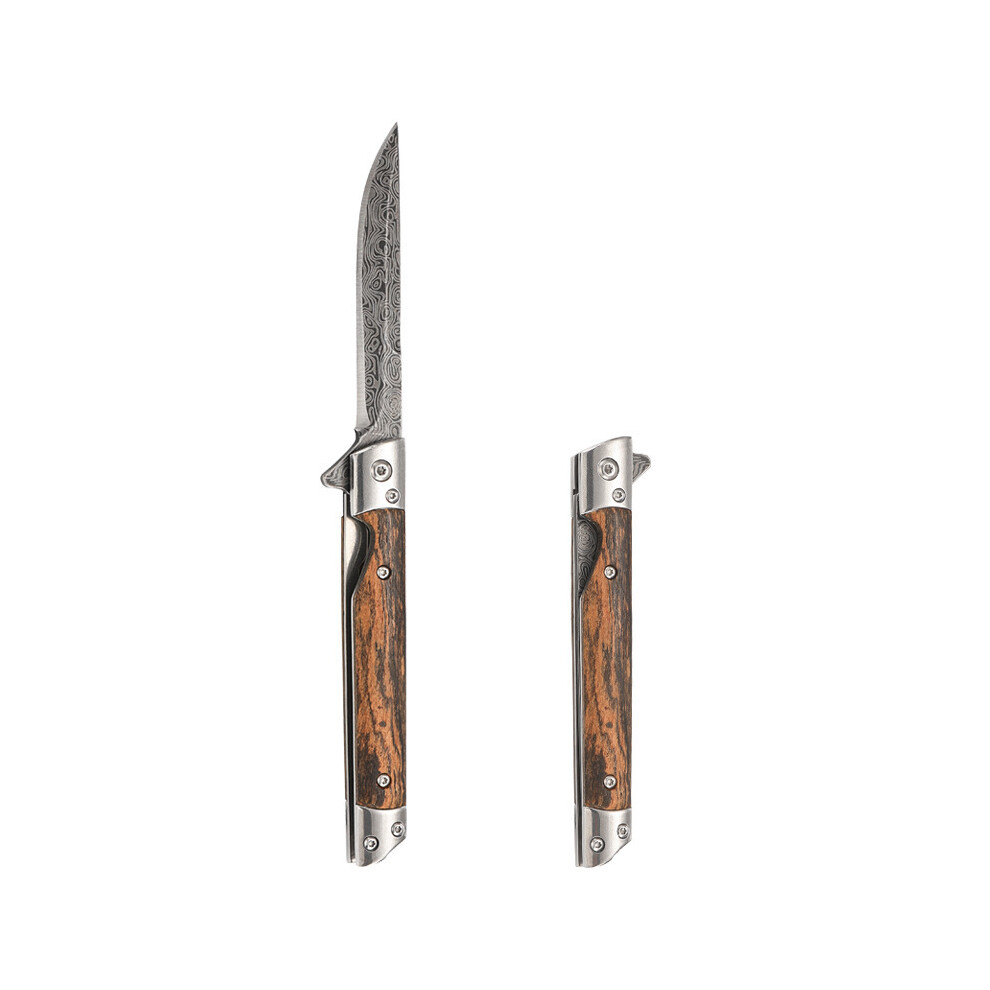 (Sharp 01) Folding Knife Multipurpose Camping Quick Opening Knife Stainless Steel Carry High Hardness Knif with Wood Handle Outdoor