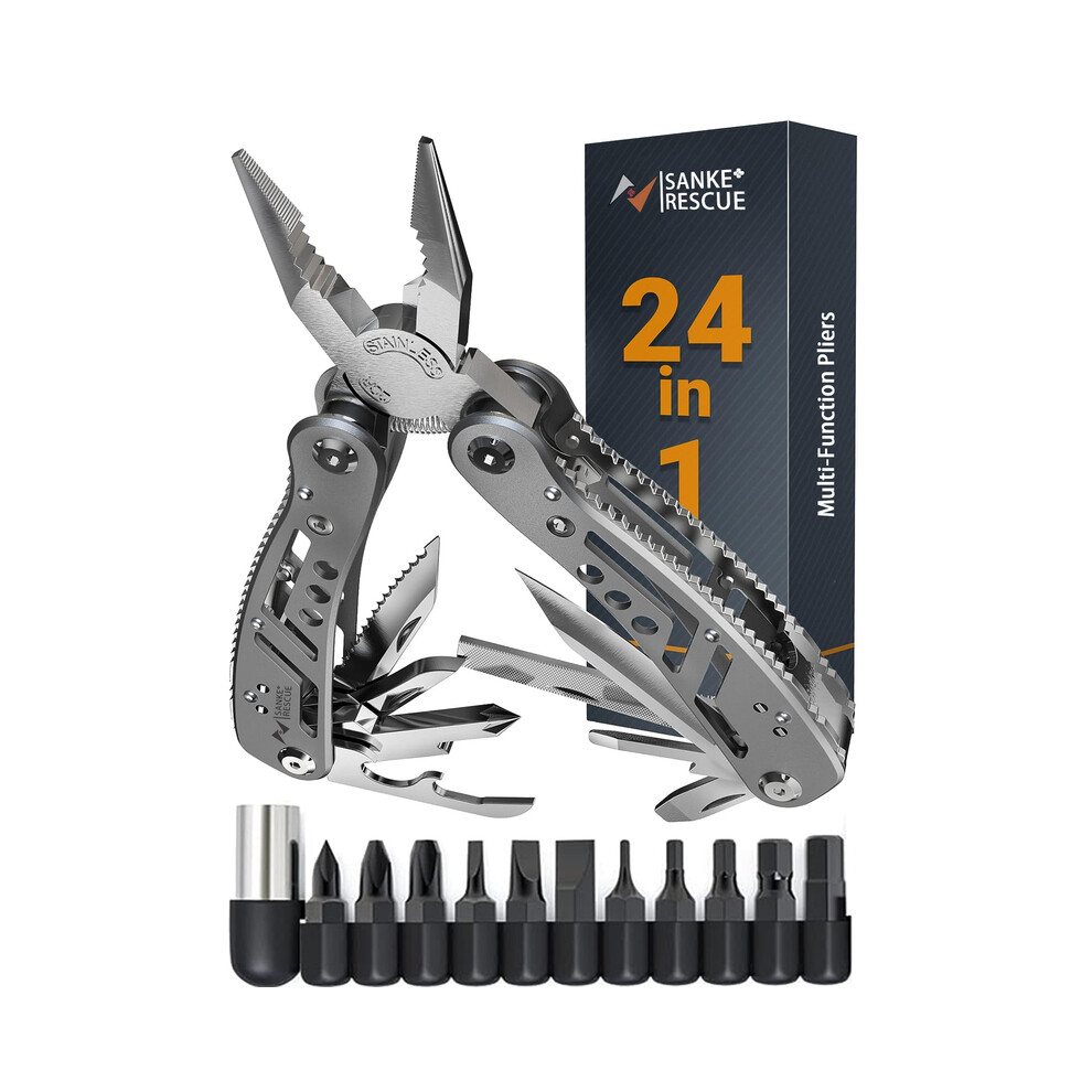 (24IN1) Construction Tools Multifunction Tool Sale Multilayer Pipe Press 3d Metal Puzzle Pliers Multitool Cuier Knife Foldable Edc