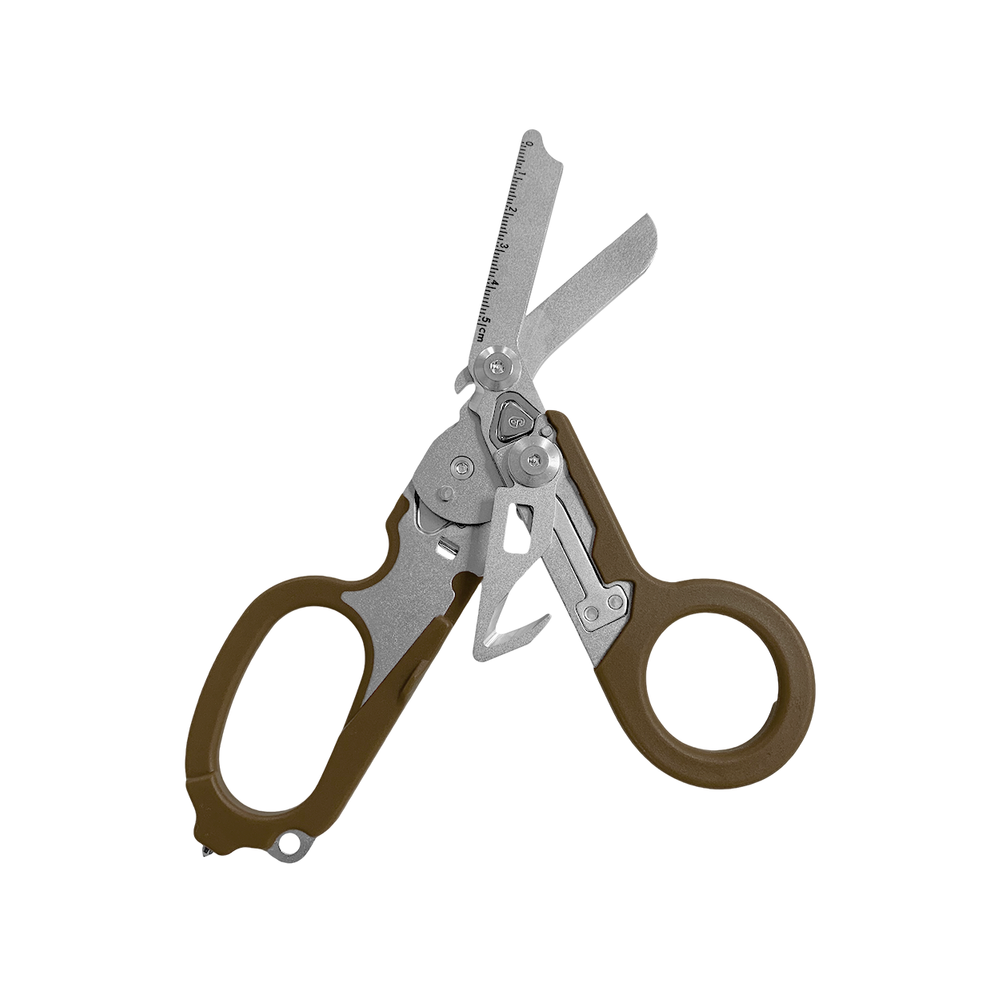 (Bean Paste) Multifunction Portable Emergency Shears with Lock Latch Tactical Folding Scissors Outdoor Survival Tool
