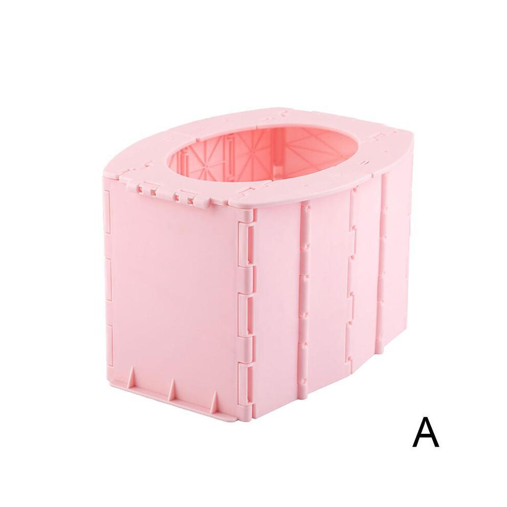 (Pink) Portable Folding Toilet Commode Car Camping For Travel Bucket Camp Hiking Long Trip Outdoor Multifunction Children's Toilet