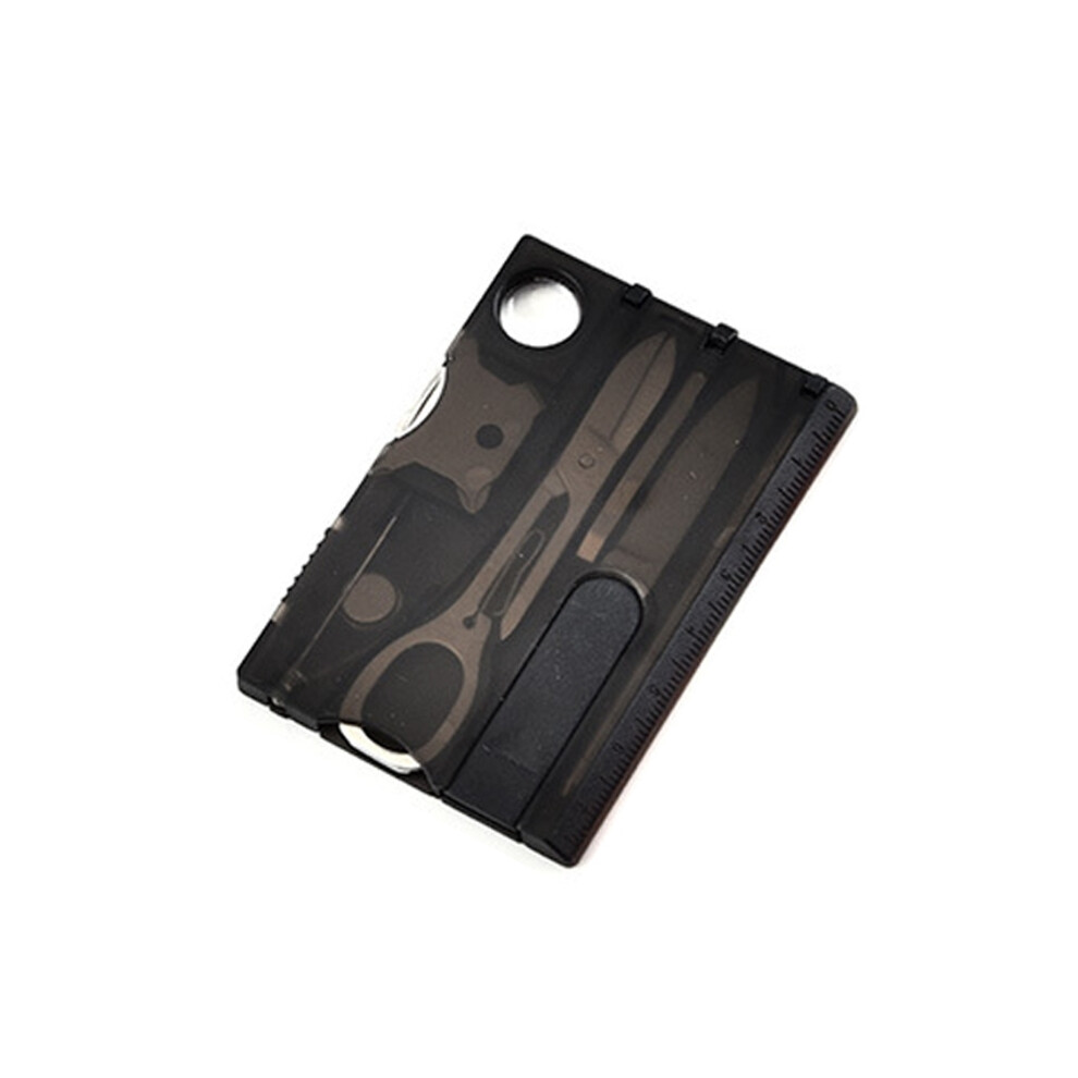 (Black) 12 in 1 Portable Credit Card Multitool Multifunction Outdoor Pocket Camping Hiking Equipment Survival Wallet Tool Gear