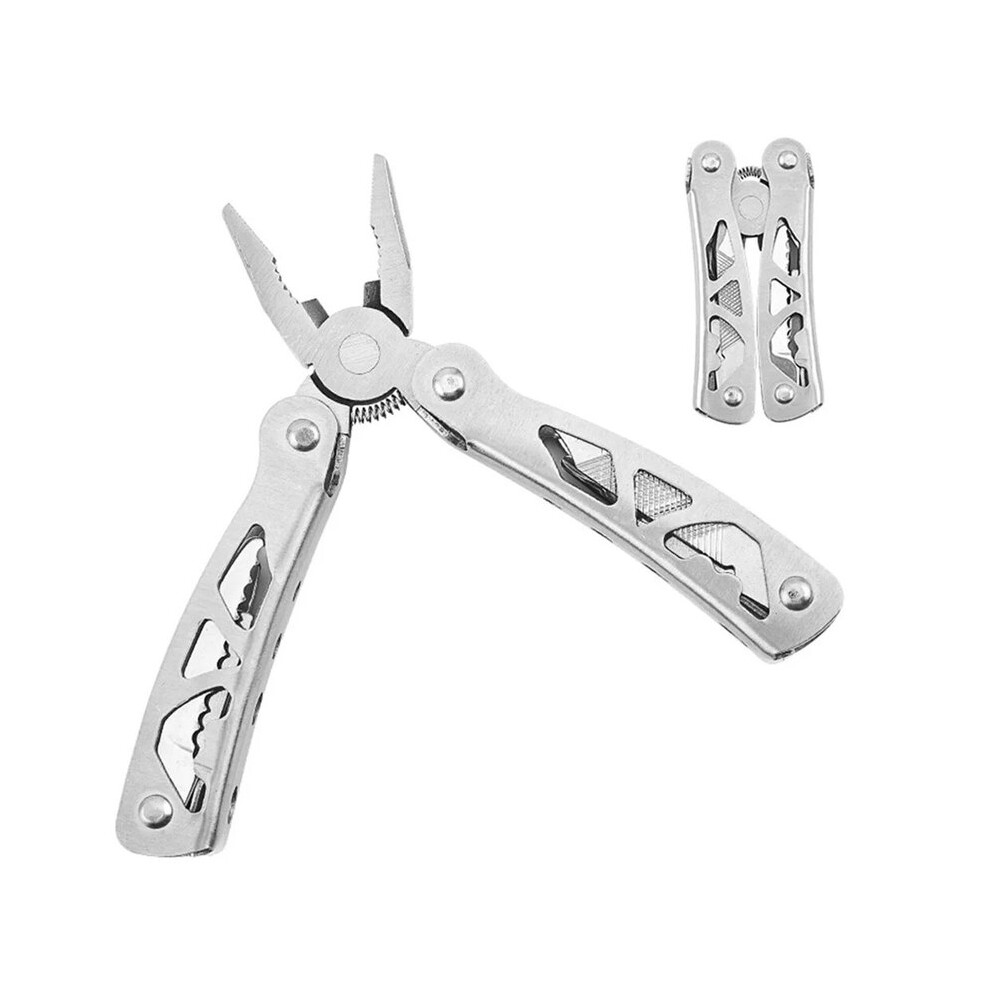 (silvery) Pliers Stainless Steel Outdoor Multipurpose Camping Multifunctional Folding And Multi-Purpose Hollowing Combination Tool