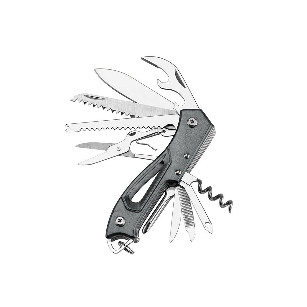 (grey) Folding Pocket Knife,Keychain Knife,army knife,gifts for father's day,Outdoor Survival, Scissors, Bottle Opener, Saw, All