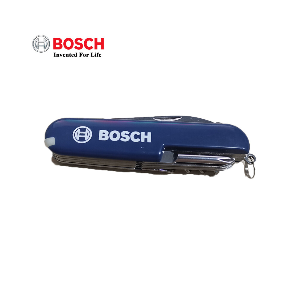 (Blue) Bosch mini screwdriver 10 in 1 multifunctional portable screwdriver folding saber beer bottle opener scissors