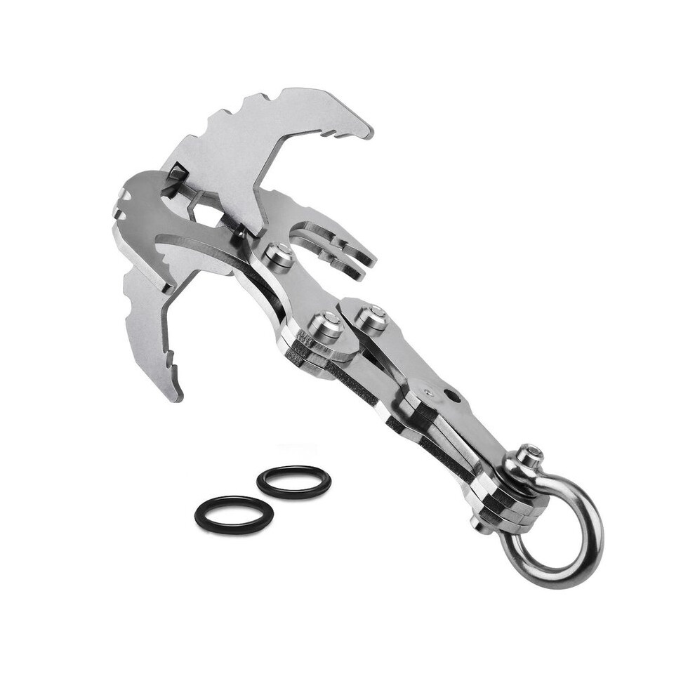 (stainless steel) Folding Gravity Grab Hook Outdoor Rock Climbing Rescue Claw Survival Mountaineering Hook Tool Multifunctional Stainless