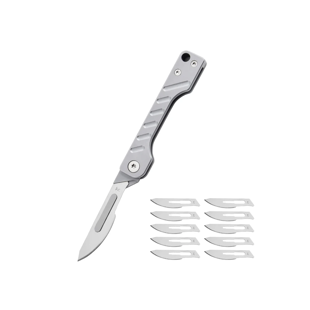 (E) MINI Stainless Steel Scalpel EDC Folding Knife Portable Multifunctional Tool Free 10 Replaceable Blades carving utility