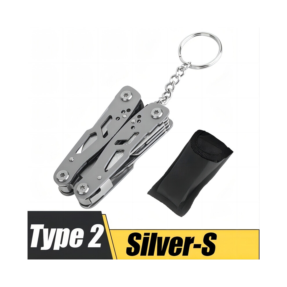 (Silver-S) Multifunction Folding Pliers Pocket Knife Pliers Outdoor Camping Survival Hunting Tools Stainless Steel Multi-tool Pocket