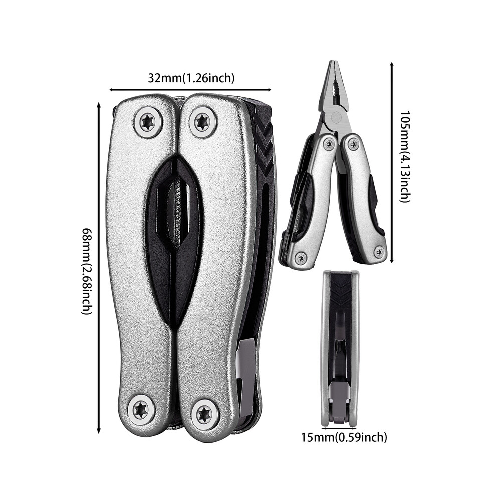 (1pcs Gray) Portable Pocket Multi Tool Pliers Wire Stripper Folding Knife Plier Outdoor Camping Multitool Folding Multifunctional Hand