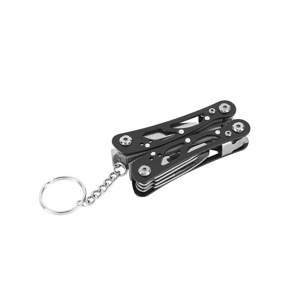 (Black-S) Pocket Mini Pliers Knife Screwdriver Folding Small Multitool Opener Nail File Precision Pliers Hand Tools Outdoor Emergency