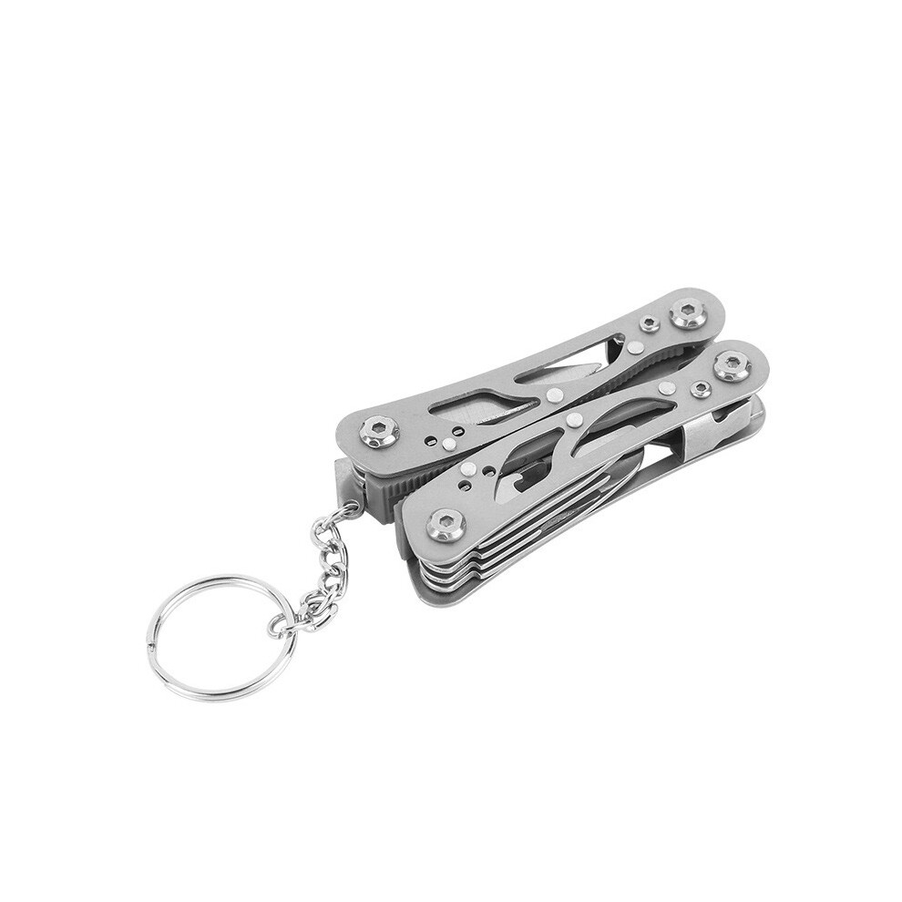 (Sliver-S) Pocket Mini Pliers Knife Screwdriver Folding Small Multitool Opener Nail File Precision Pliers Hand Tools Outdoor Emergency