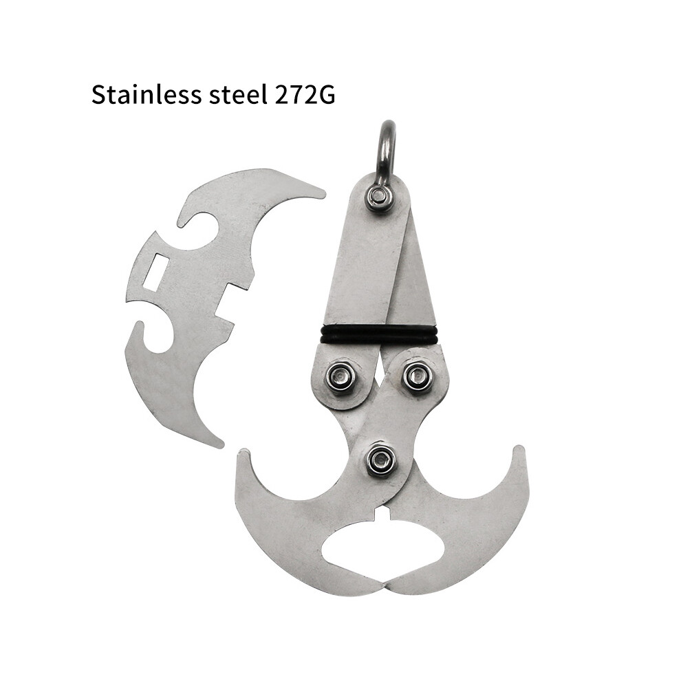 (L stainless steel) Stainless Steel Survival Folding Grappling Hook Multifunctional Outdoor Climbing Claw Carabiner Travel Rescue Tool Climbing