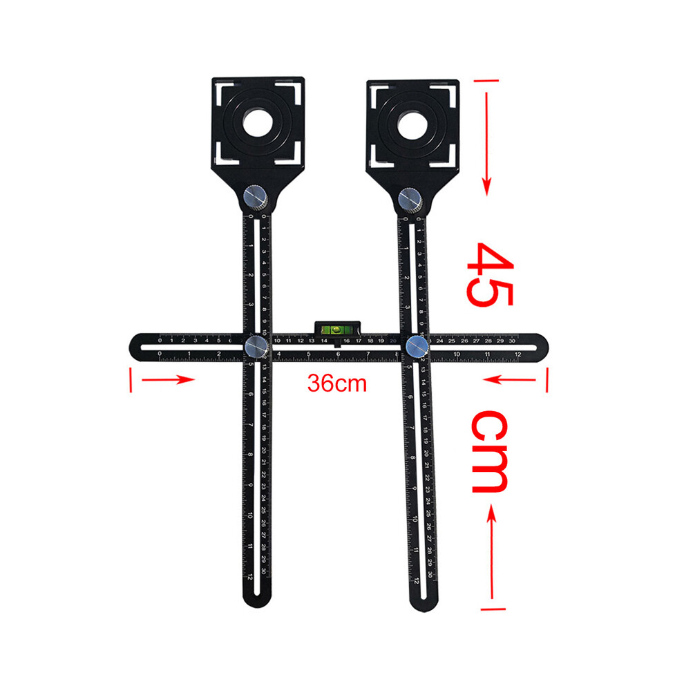 (BLACK) Ceramic Tile Hole Locator Universal Adjustable Mud Tile Glass Fixed Punch Multi-functional Tiling Tool Double Head Folding