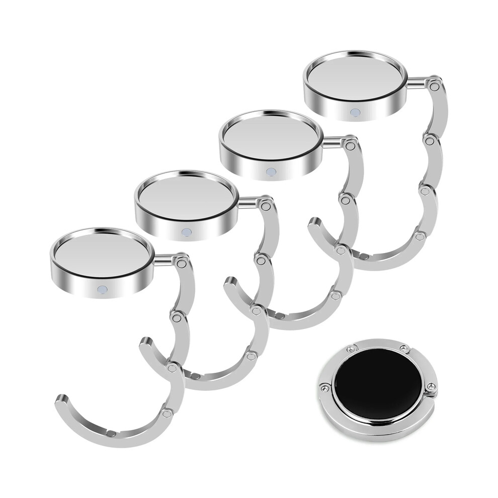 (4Pcs) 4Pcs Folding Handbag Hangers for Tables Portable Metal Hanging Non-Slip Multipurpose Bag Hooks Key Ring Rack for Outdoor