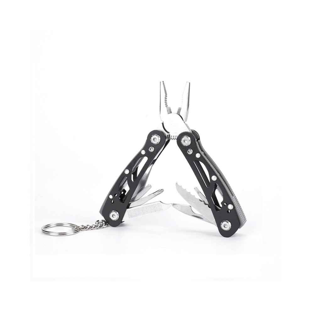 (Black) Multifunction Folding Pliers Pocket Knife Outdoor Camping Survival Hunting Foldable Multi Tool Scissors Saw Screwdriver
