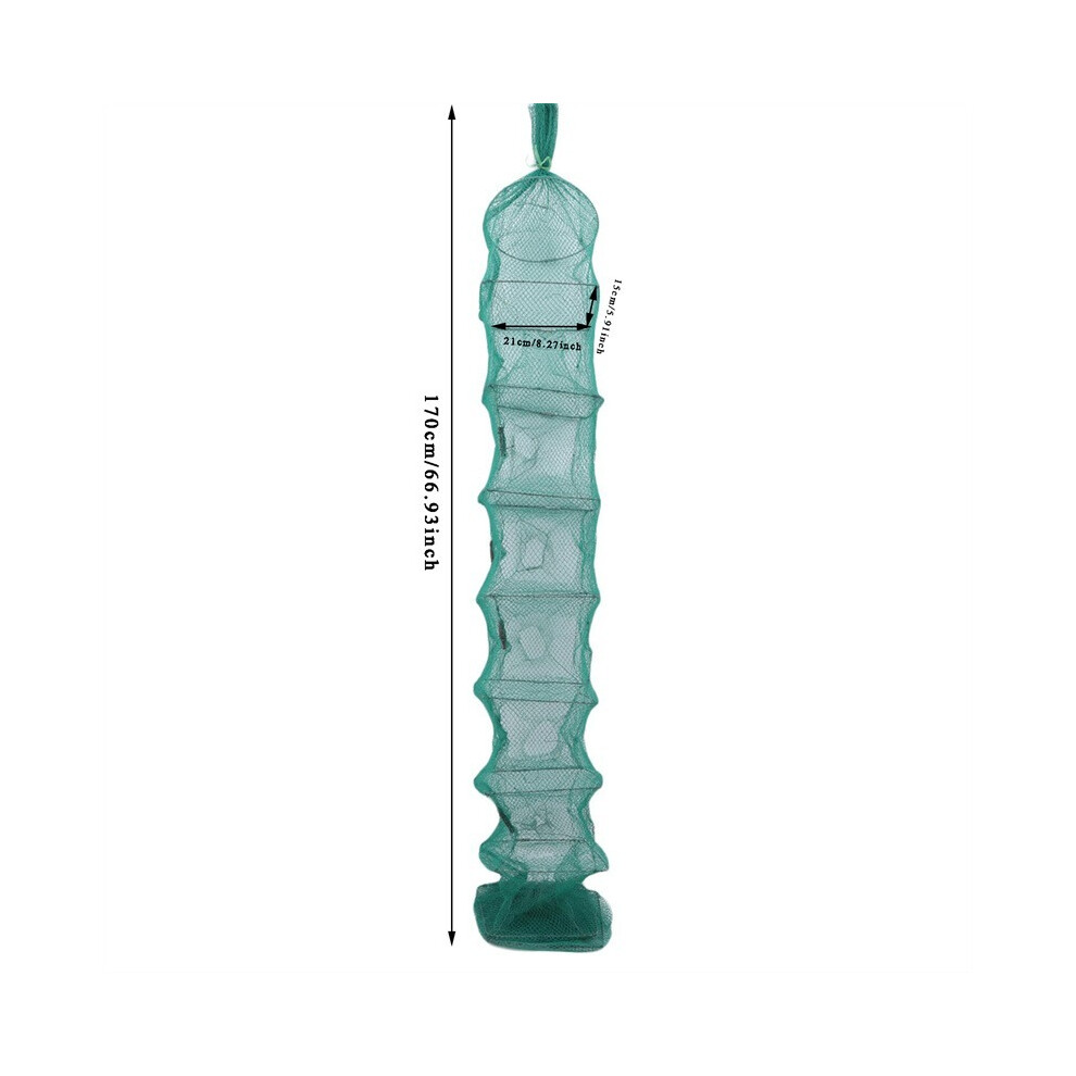 (green 11 knots) Foldable Fishing Net Multifunctional Portable Nylon Fishing Net Crab Crayfish Lobster Catcher Live Trap Fish Net Fishing