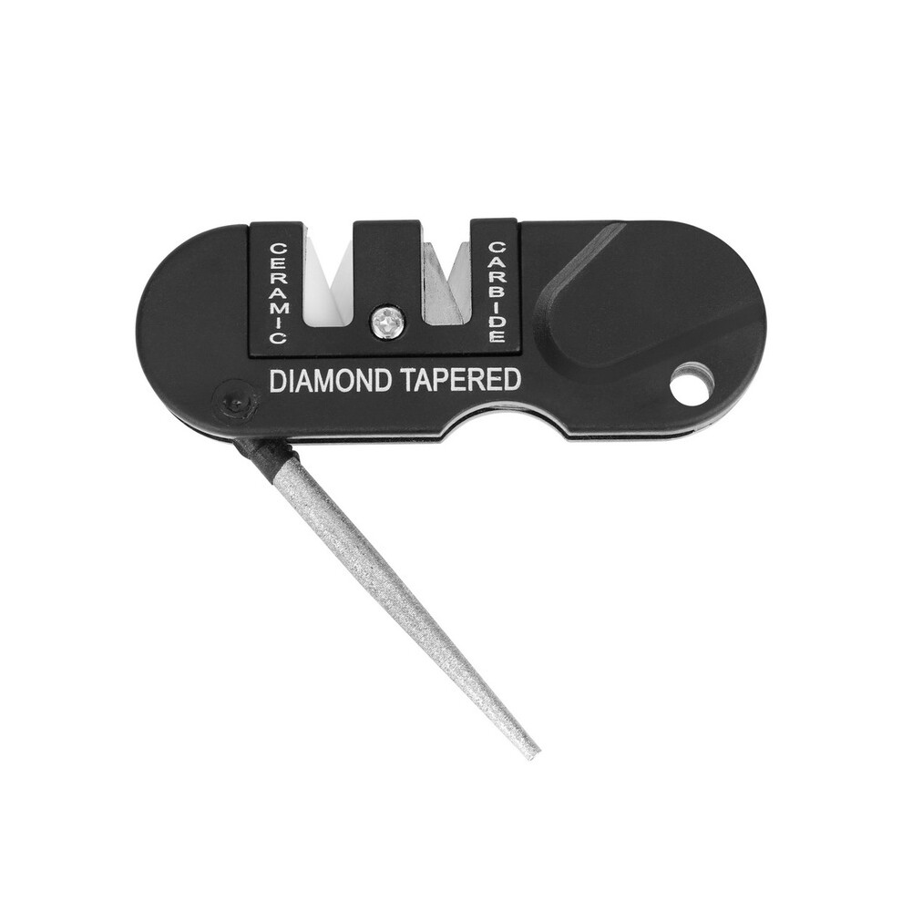 (Black, M) NICEYARD Sharpener Multifunction Foldable Pocket Keychain Knife Sharpening Tool Outdoor Survival Hunting
