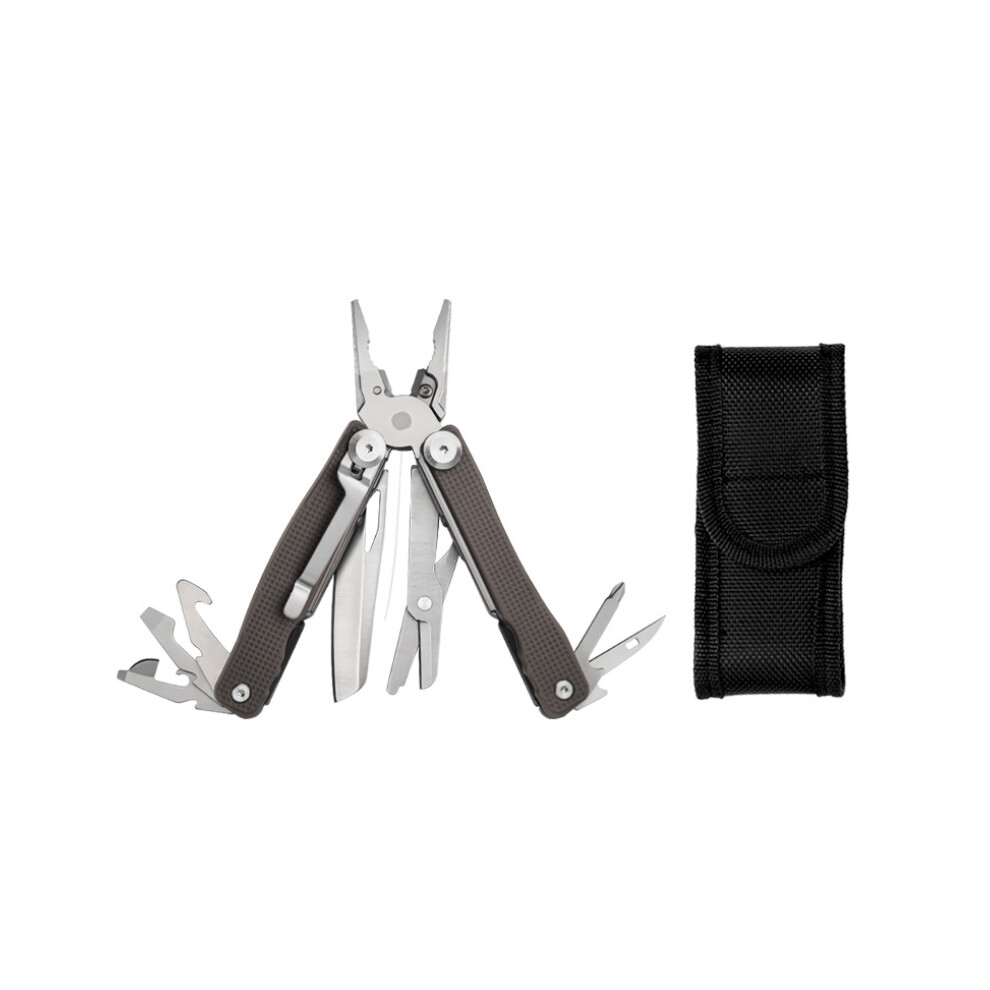 (Brown color) HRC78K EDC Camping New Blue Multitool Plier Cable Wire Cutter Multifunctional Multi Tools Outdoor Camping Folding Knife