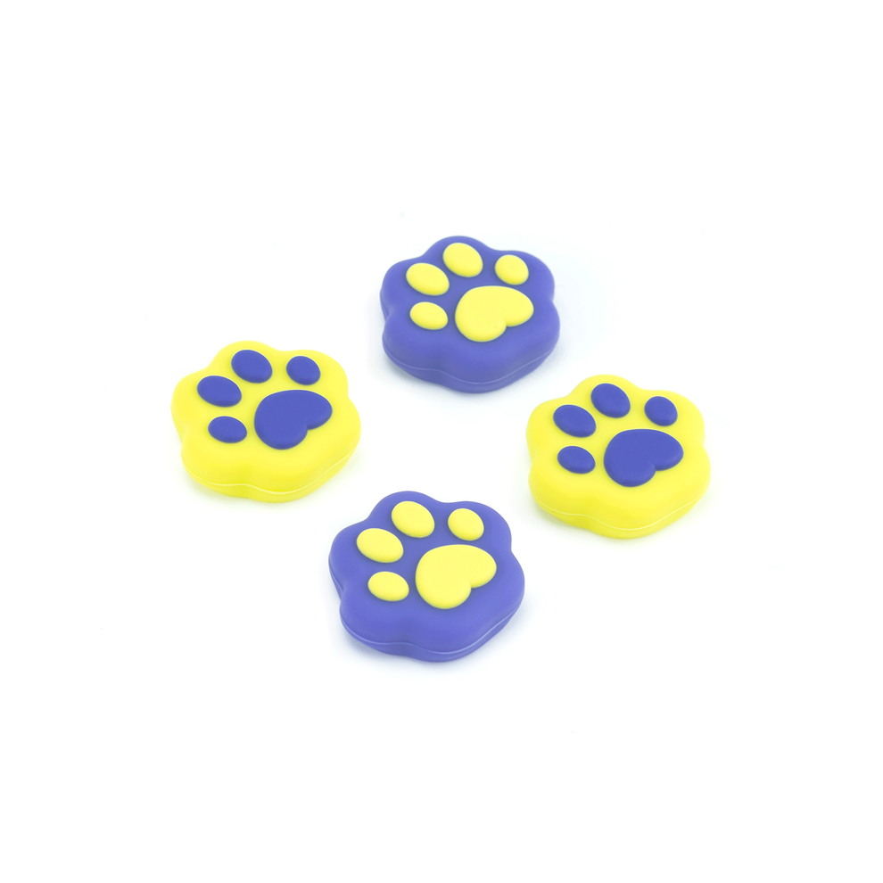 ( Yellow) Shaped Cat Claw Thumb Grip Cap Silicone Soft Protective Cover Controller Thumbstick Case For Nintendo Switch Oled Joycon Blue/Yellow 9190758640496