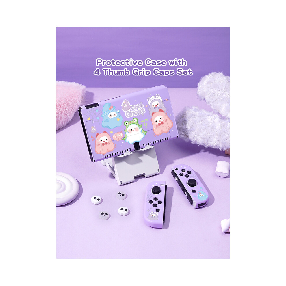(Blue, Nintendo Switch) Cute ghostsSwitch Protective Case Bundle with 4pcs Grip Caps For Nintendo Switch OLEDï¼for Switch NS Coverï¼Switch Game Acce-image-OPC-PG8NJ5C-NEW