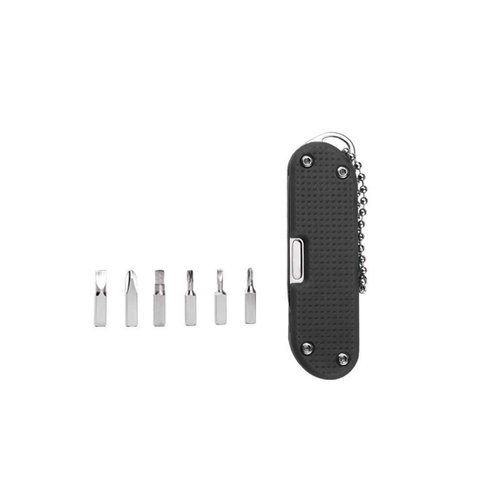 (Black) Multifunctional Outdoor Portable Folding Knife Key Knife Screw Combination Tool Portable Pocket Keychain Knife Stainless