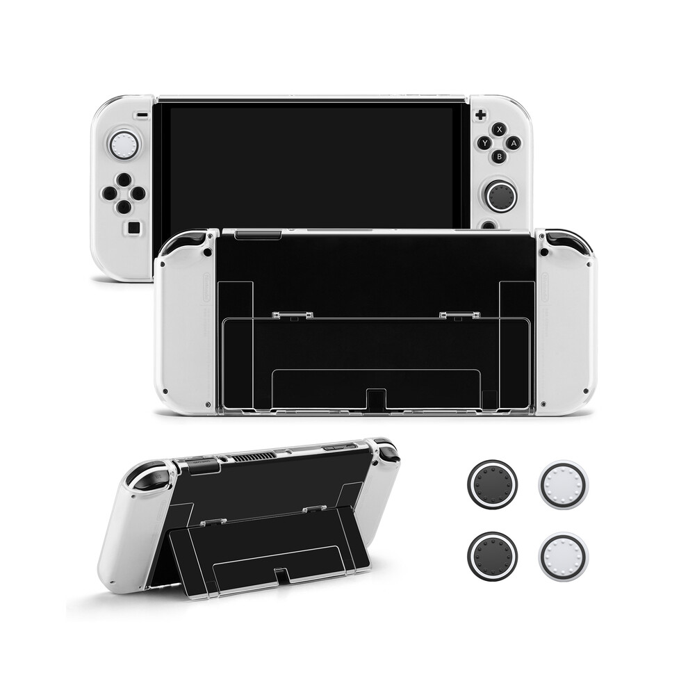 Maxpower (Transparent, Nintendo Switcholed) Protective Case Bundle With 4Pcs Grip Caps For Nintendo Switch Oled, For Switch Ns Cover,Switc Game Accessories