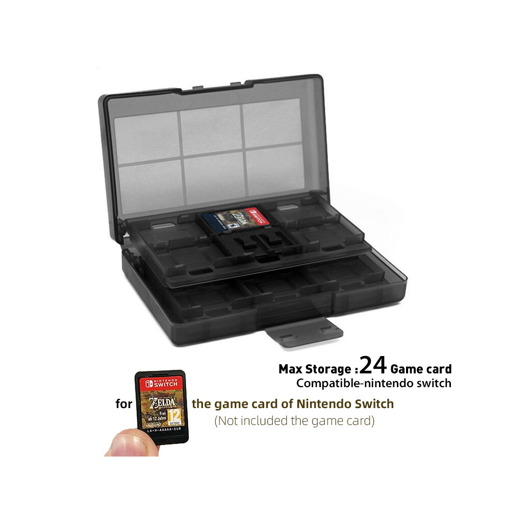 (For NS Switch Black, Bundle 1) DATA FROG 24 In 1 Portable Game Cards Case Compatible-Nintendo Switch Game Memory SD Card Holder For Switch Lite Switch
