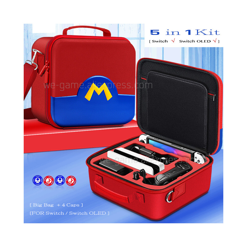 Maxpower (Big Bag A) Game Console Accessories Travel Carrying Case For Nintendo Switch Oled Ns Switcholed Storage Pouch Shoulder Bag Game Cards