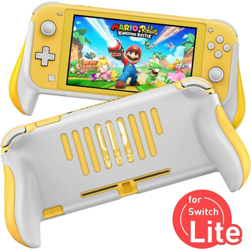 (WHITE) Hand Grip Case for Nintendo Switch Lite ABS Console Back Cover Protector Joystick Stand Holder For Mini Switch Accessories