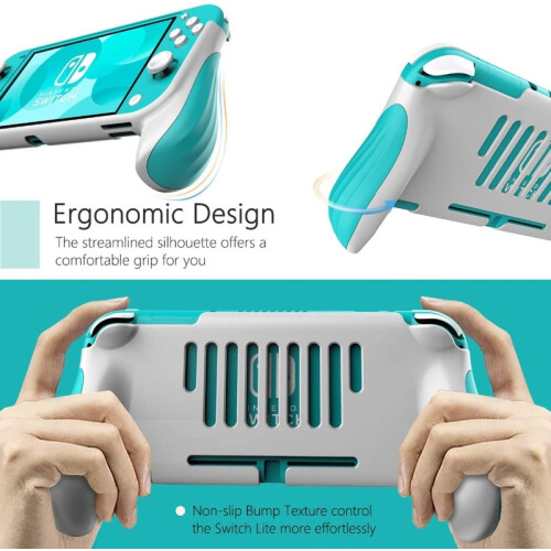 (WHITE) Hand Grip Case for Nintendo Switch Lite ABS Console Back Cover Protector Joystick Stand Holder For Mini Switch Accessories 2
